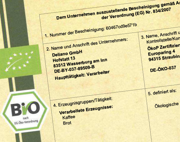 Deliano Wasserburg Bio Zertifizierung